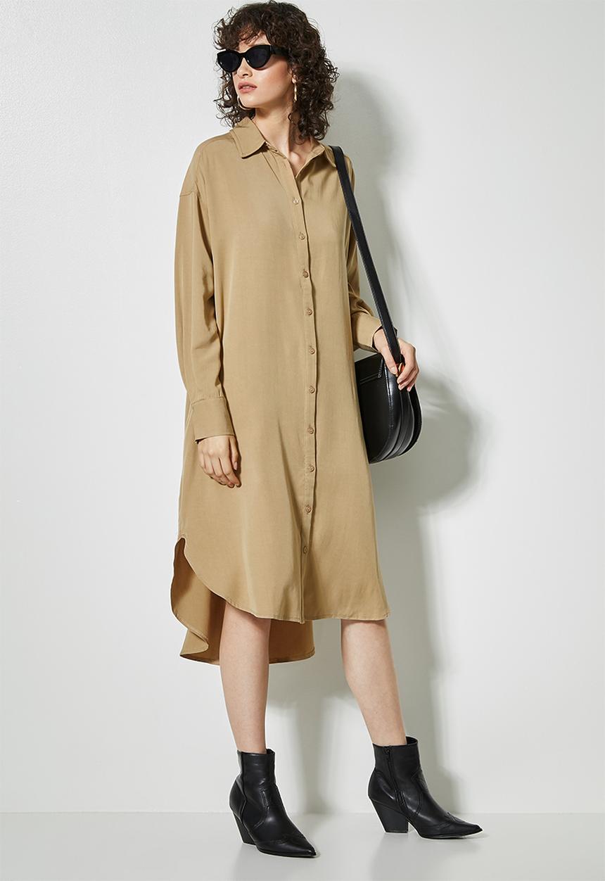 Superbalist - Viscose twill shirt dress - sand