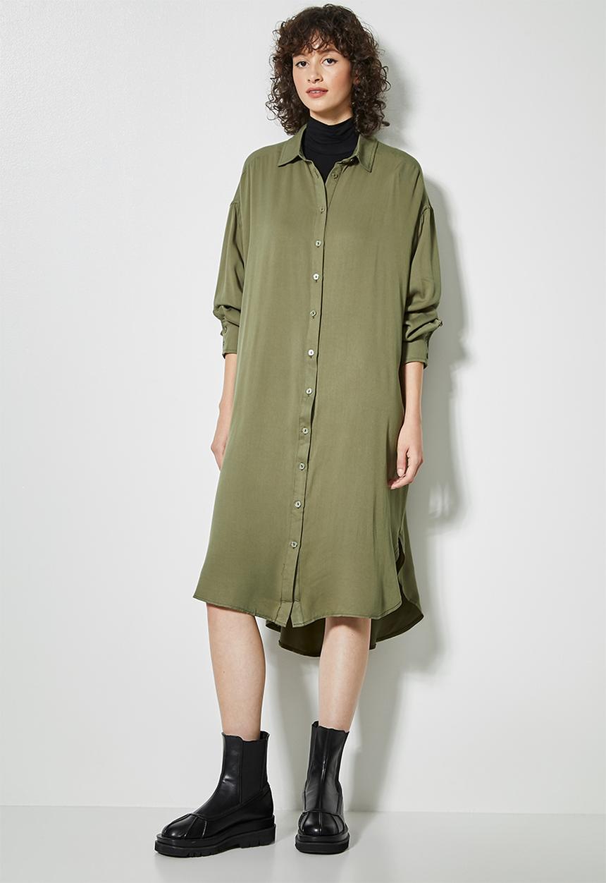 Superbalist - Viscose twill shirt dress - khaki