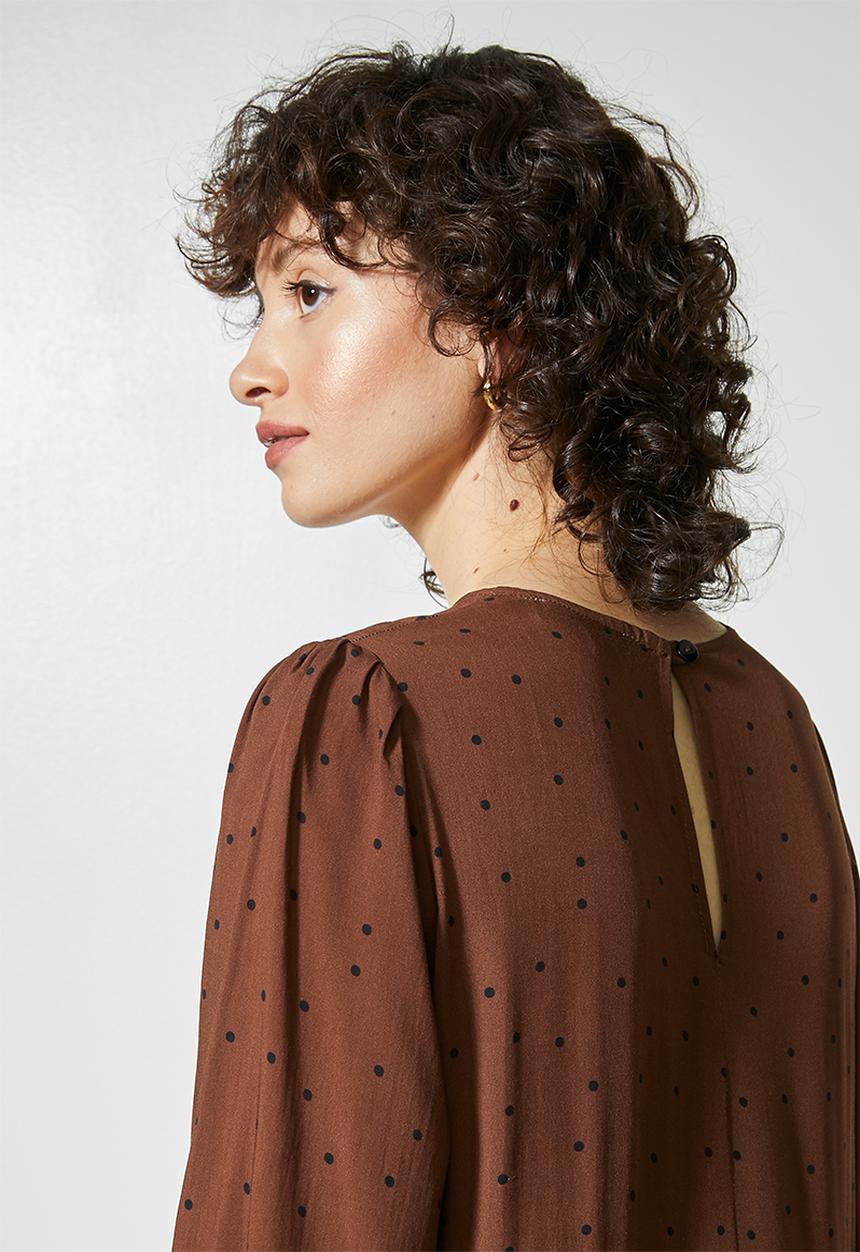 Superbalist - Long sleeve tiered dress - brown 