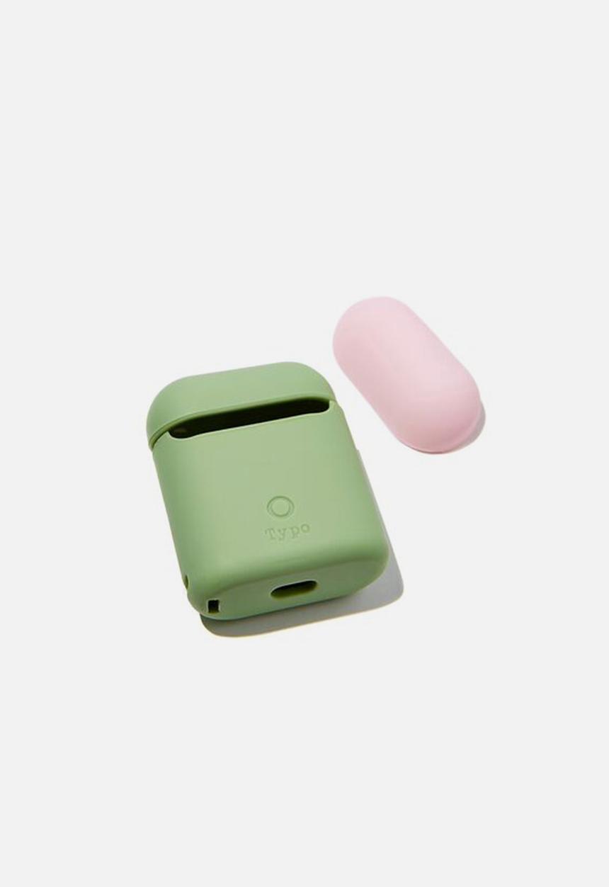 Typo - Ear bud sleeve - ally green & pale pink