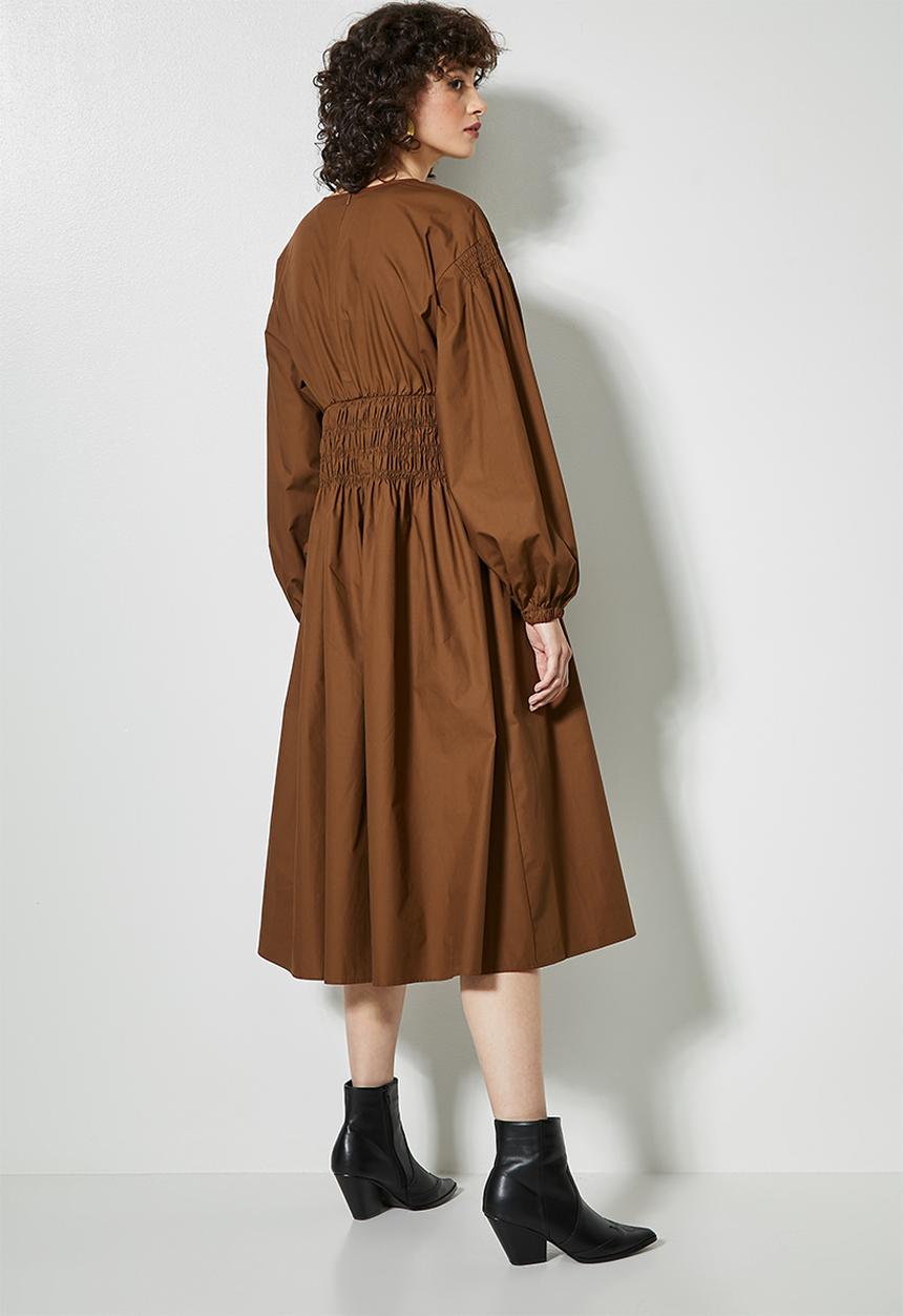 Superbalist - Shirred waisted dress - brown