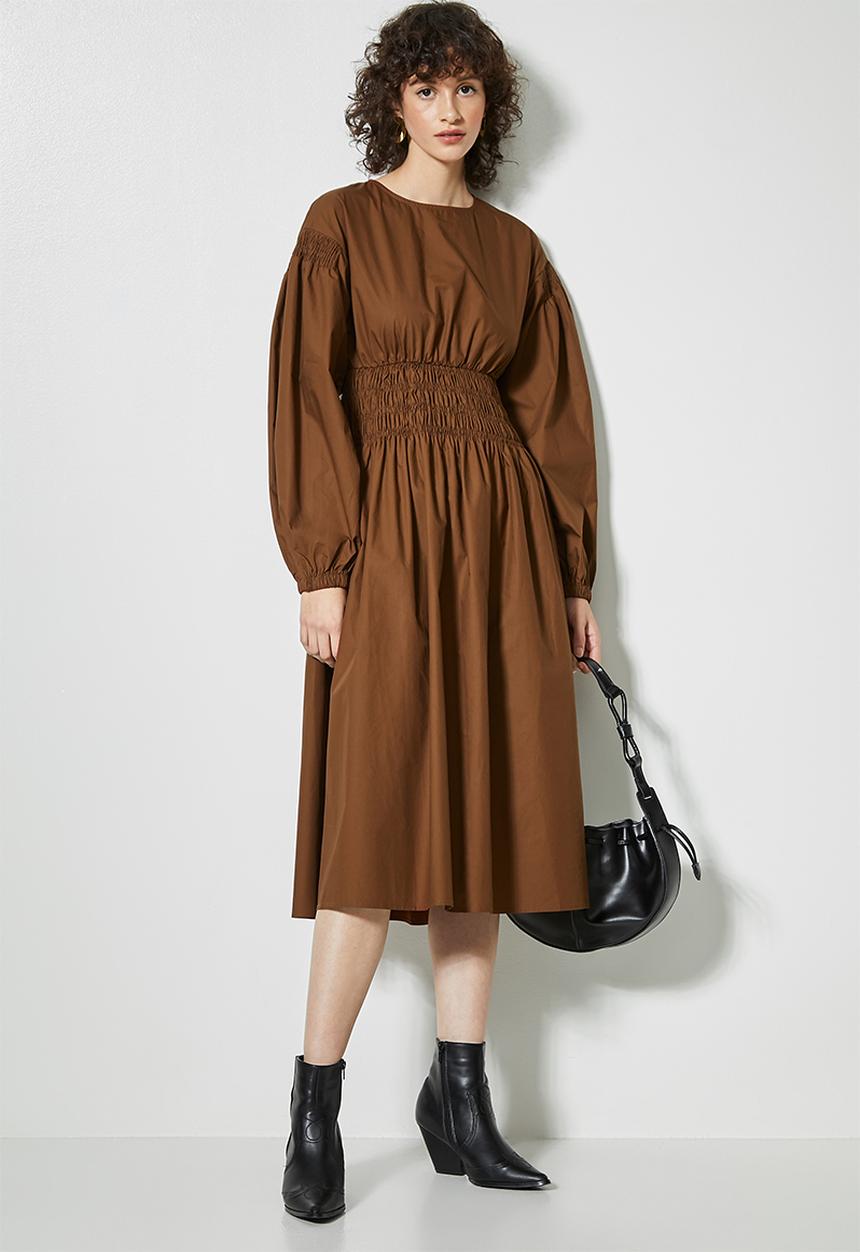 Superbalist - Shirred waisted dress - brown