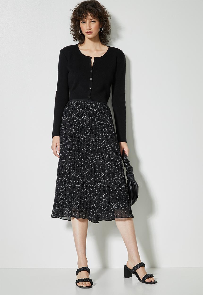 Superbalist - Mushroom pleated midi skirt - black 