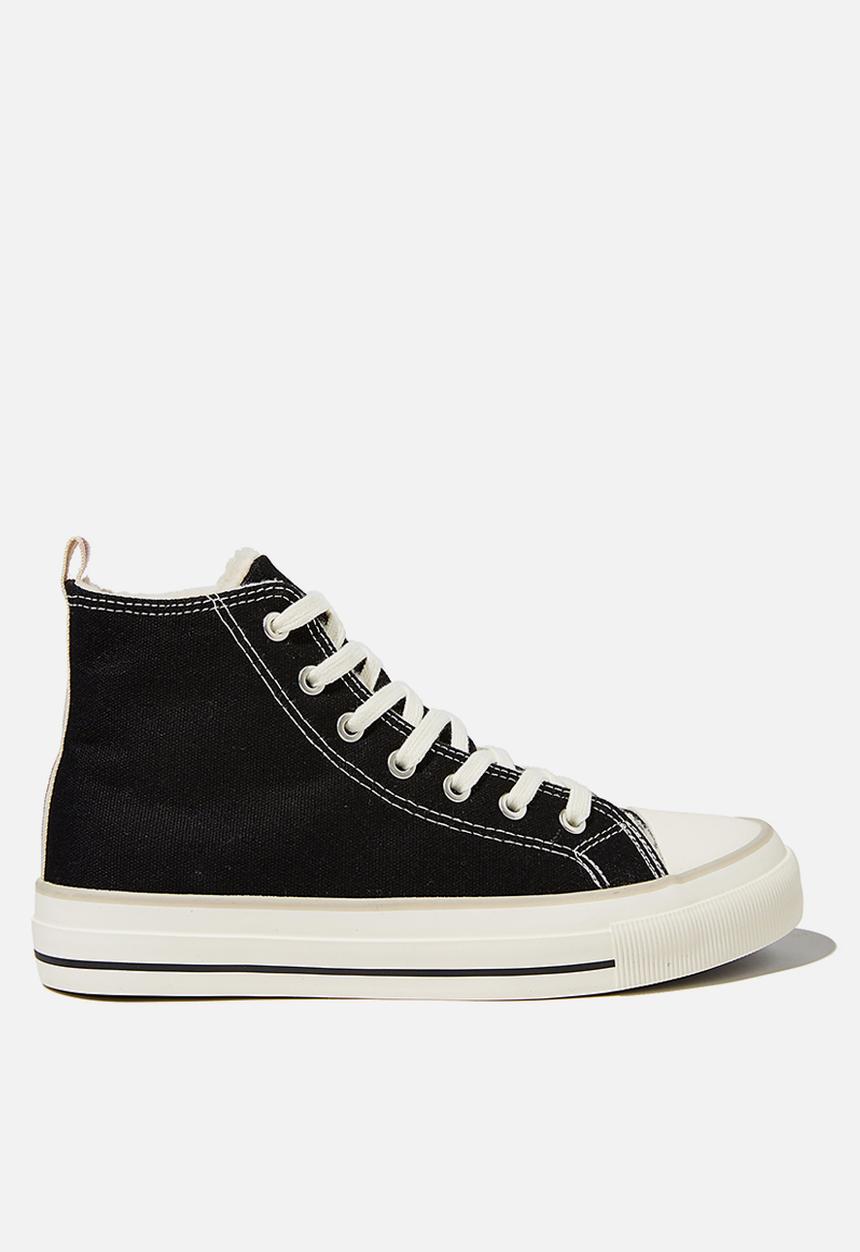 Cotton On - Britt retro high top - black sherpa multi