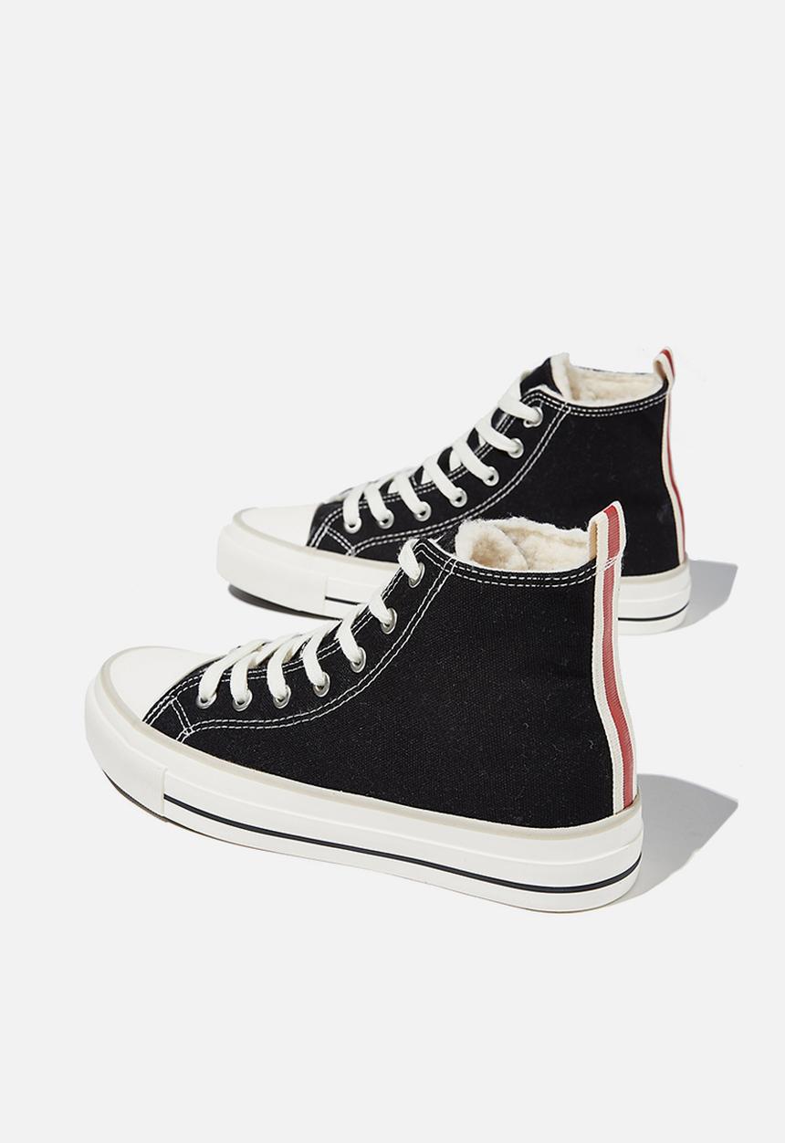 Cotton On - Britt retro high top - black sherpa multi