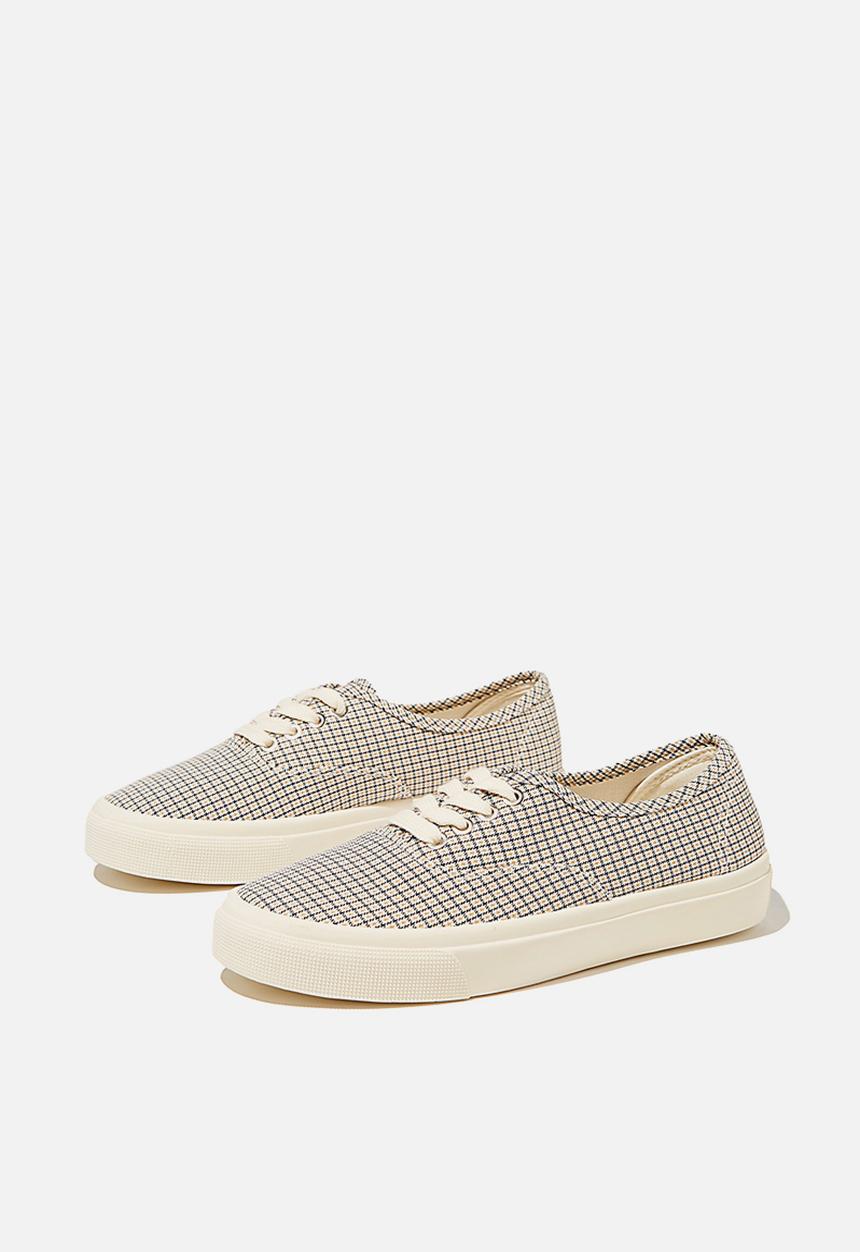 Cotton On - Jamie lace up plimsoll - check