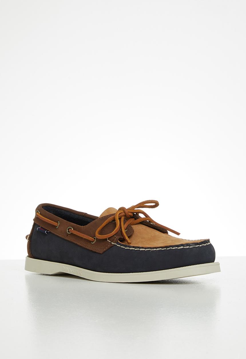 Sebago - Portland archive leather - navy & tan