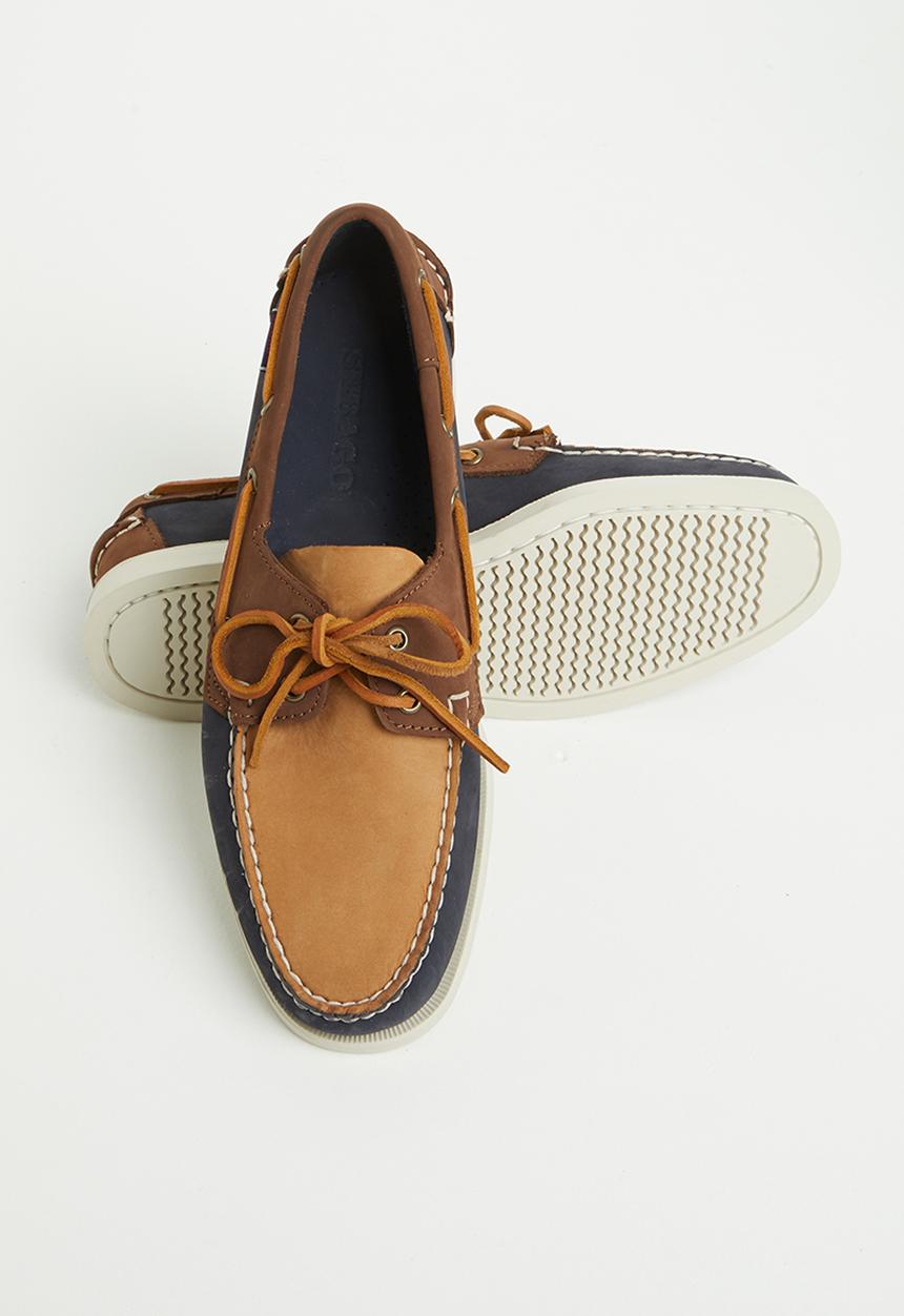 Sebago - Portland archive leather - navy & tan