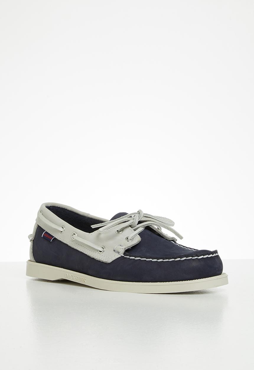 Sebago - Portland archive leather - navy & grey