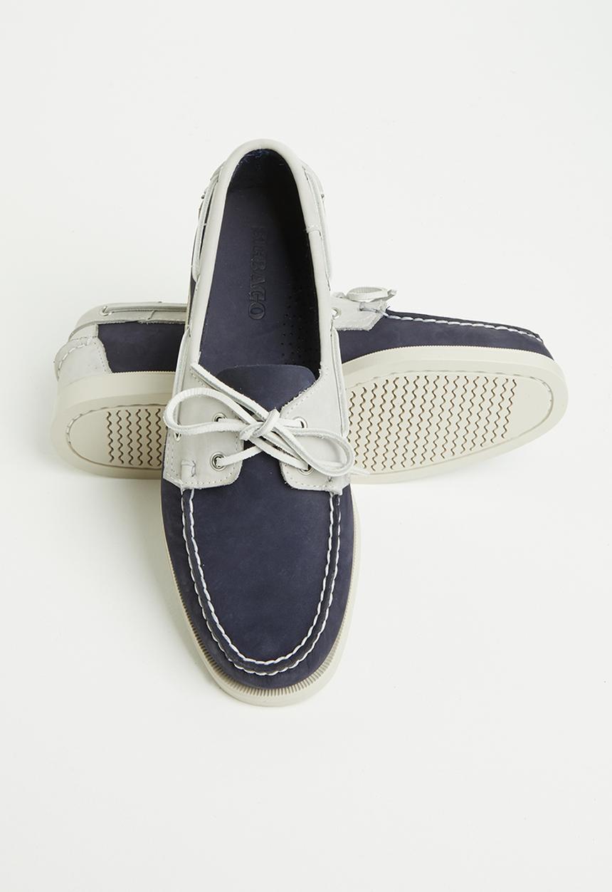 Sebago - Portland archive leather - navy & grey
