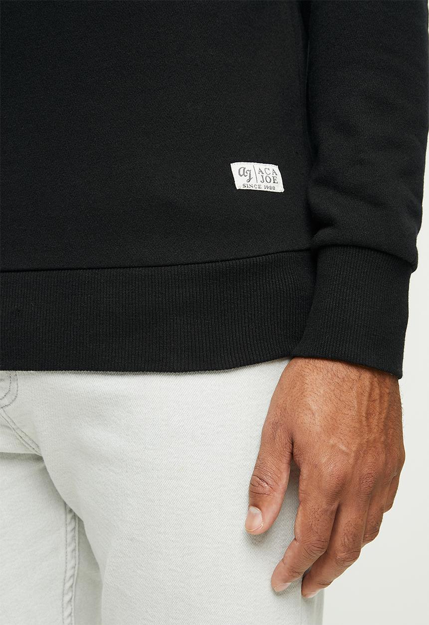 Aca Joe - Aca Joe orig fleece crew neck pullover - black