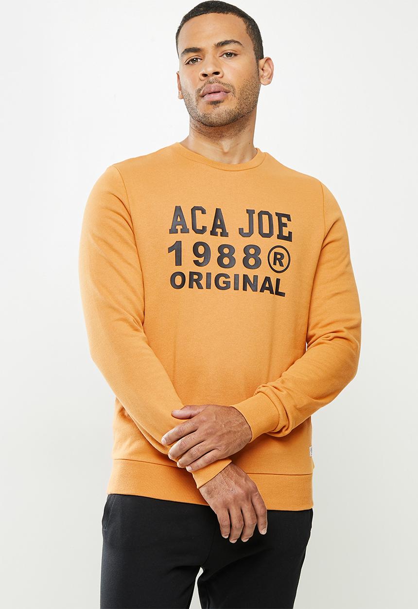 Aca Joe - Aca Joe orig fleece crew neck pullover - mustard
