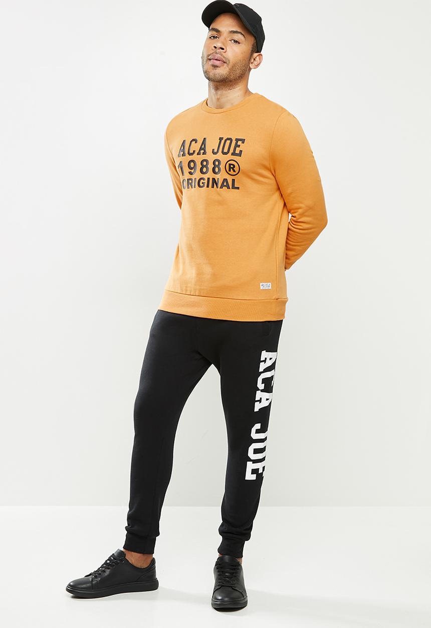 Aca Joe - Aca Joe orig fleece crew neck pullover - mustard