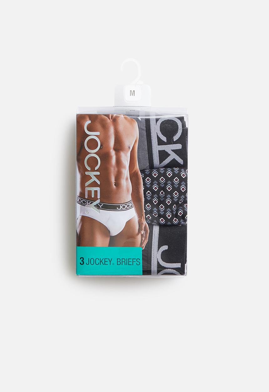 Jockey - 3 Pack fancy jockey brief - grey & black 