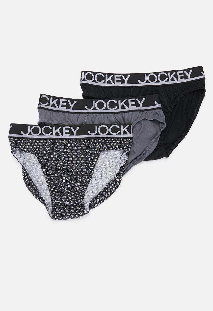 Jockey - 3 Pack fancy jockey brief - grey & black 