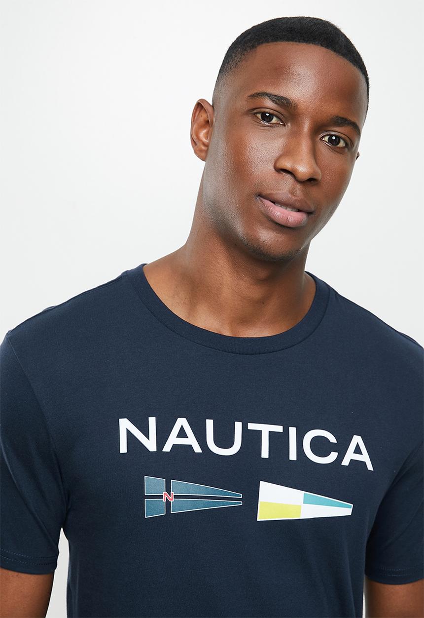 Nautica - Logo with signal flags tee - navy