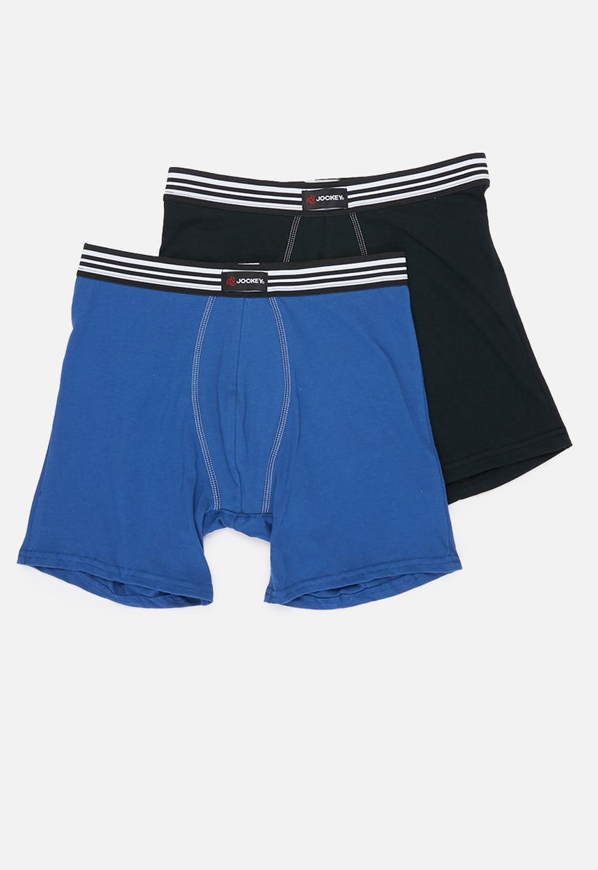 Jockey - 2 Pack long leg one up stretch pouch trunk - blue & black 