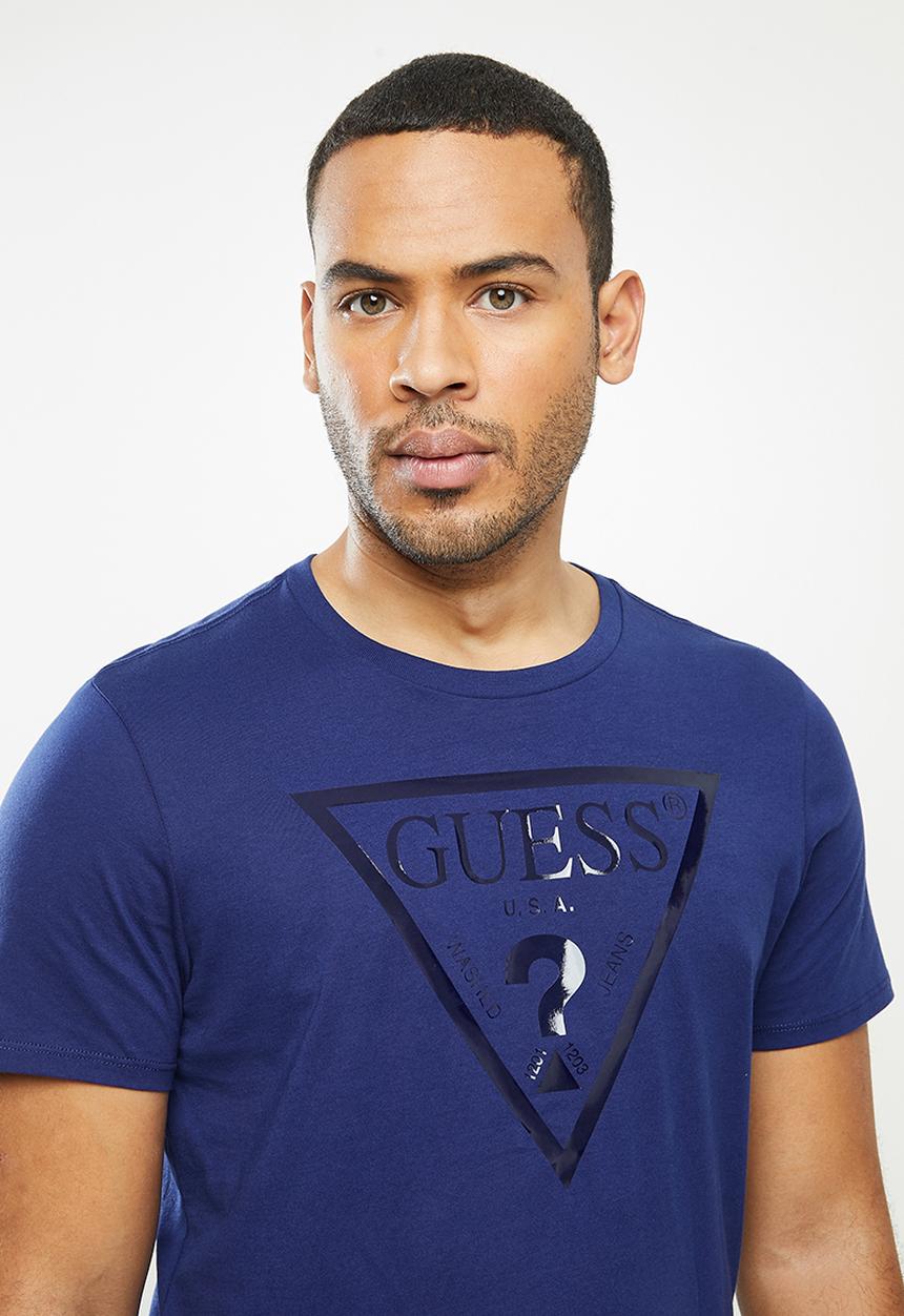 GUESS - Clear classic logo crew - navy