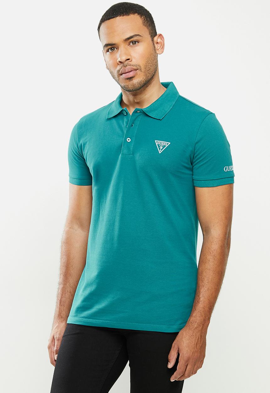 GUESS - Short sleeve guess man rep polo - teal