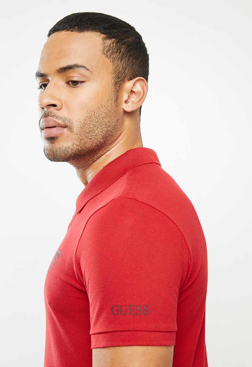 GUESS - Short sleeve guess man rep polo - red