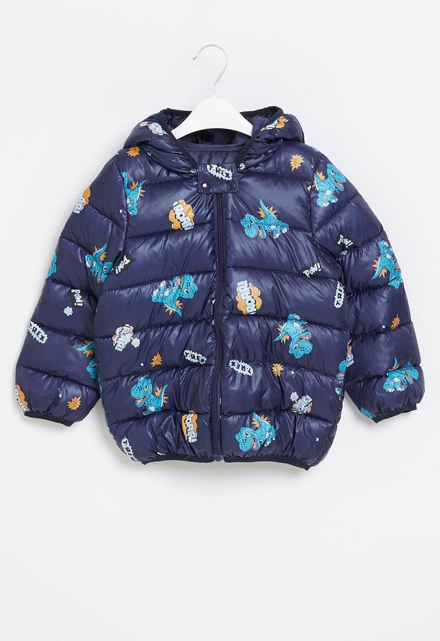 Pop Candy - Boys dino puffer jacket - navy