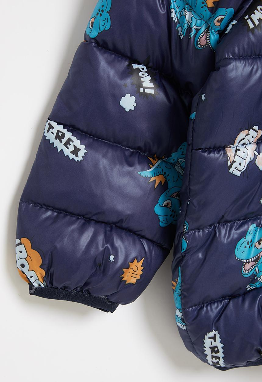 Pop Candy - Boys dino puffer jacket - navy
