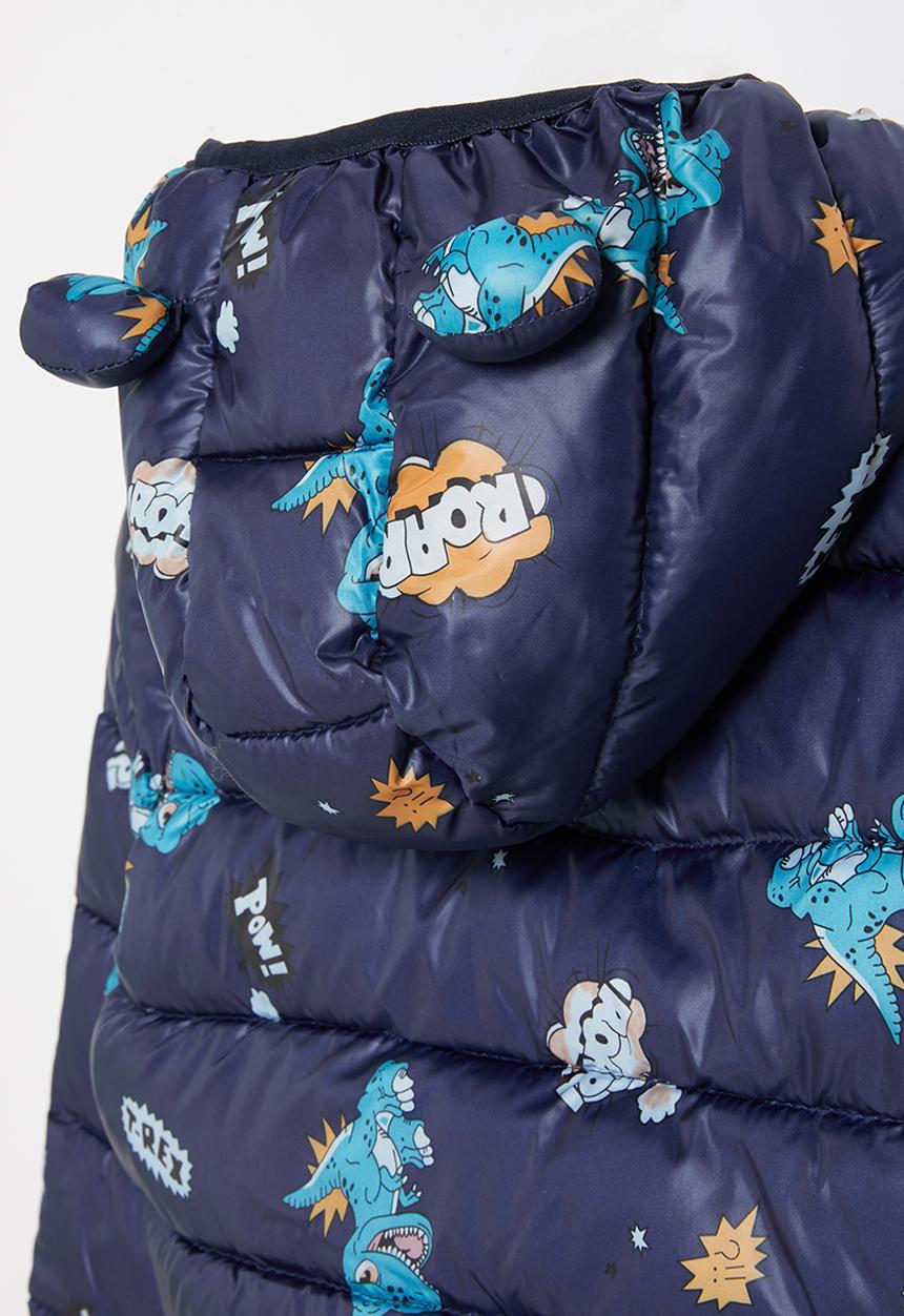 Pop Candy - Boys dino puffer jacket - navy