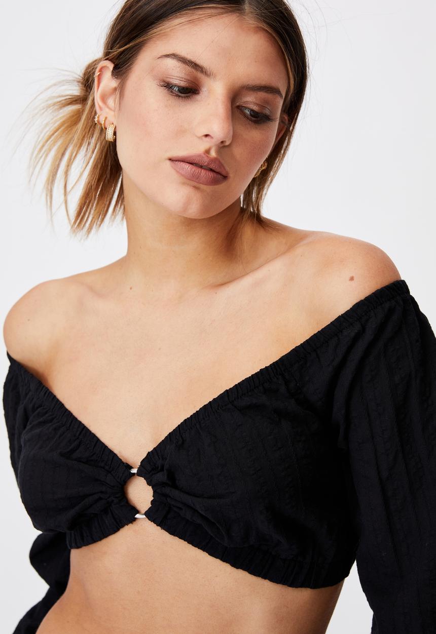 Factorie - Long sleeve ring top - black