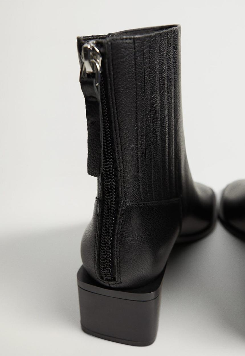 MANGO - Soft leather ankle boot - black