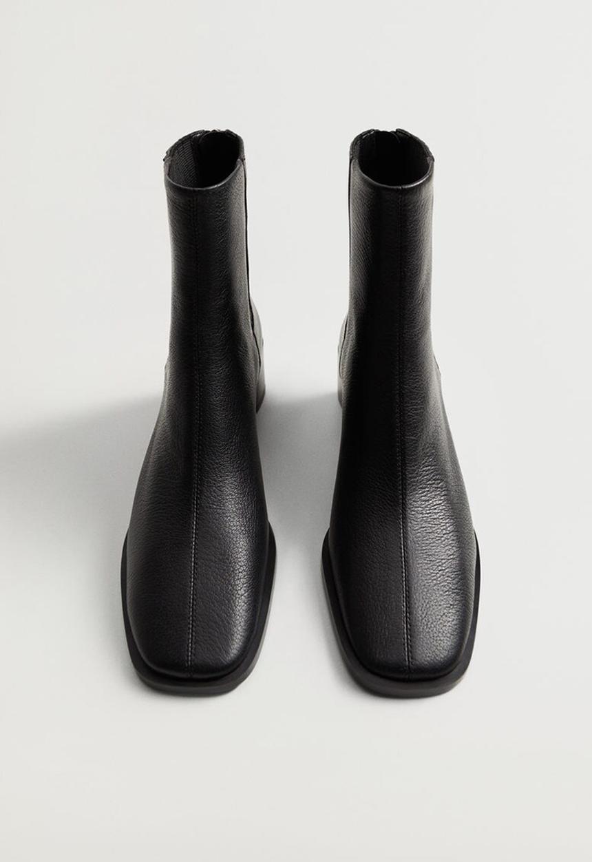 MANGO - Soft leather ankle boot - black
