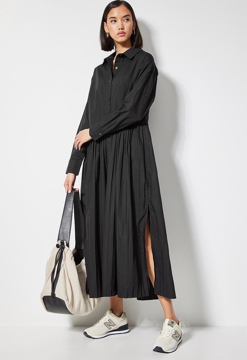 Superbalist - Pleated shirt dress - black
