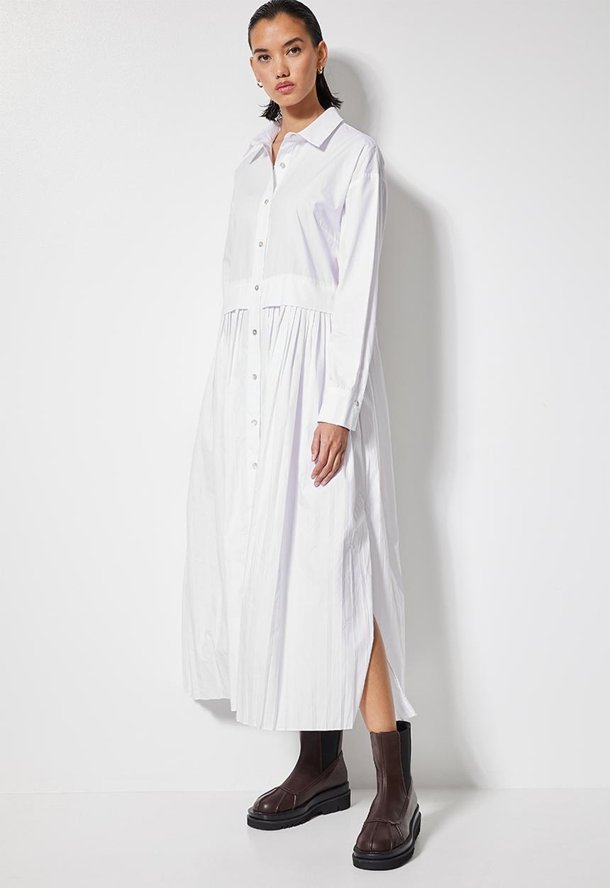 Superbalist - Pleated shirt dress - white