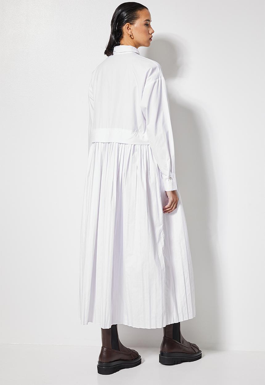 Superbalist - Pleated shirt dress - white