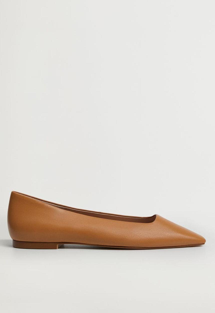 MANGO - Cambri leather ballerina - medium brown