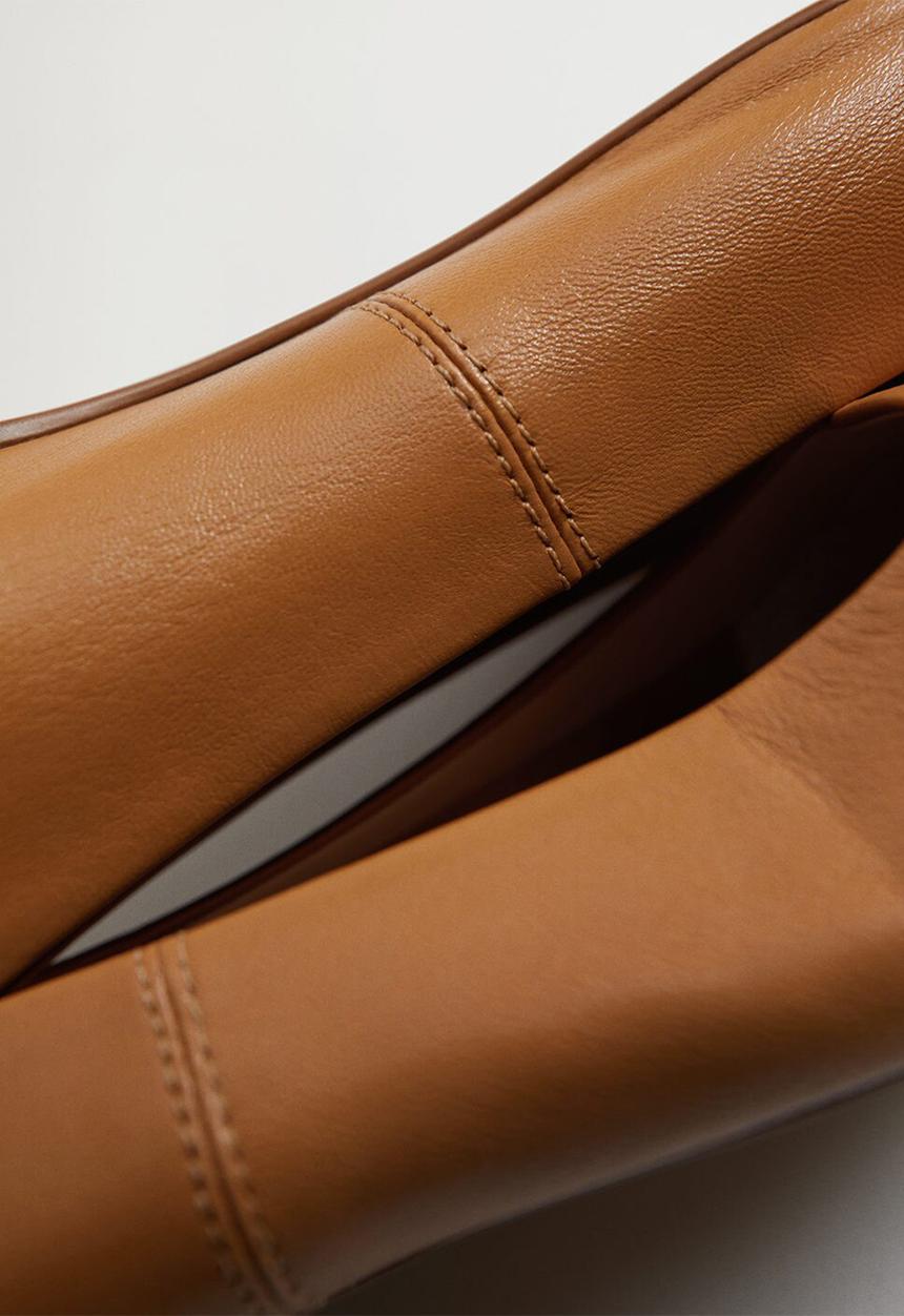 MANGO - Cambri leather ballerina - medium brown