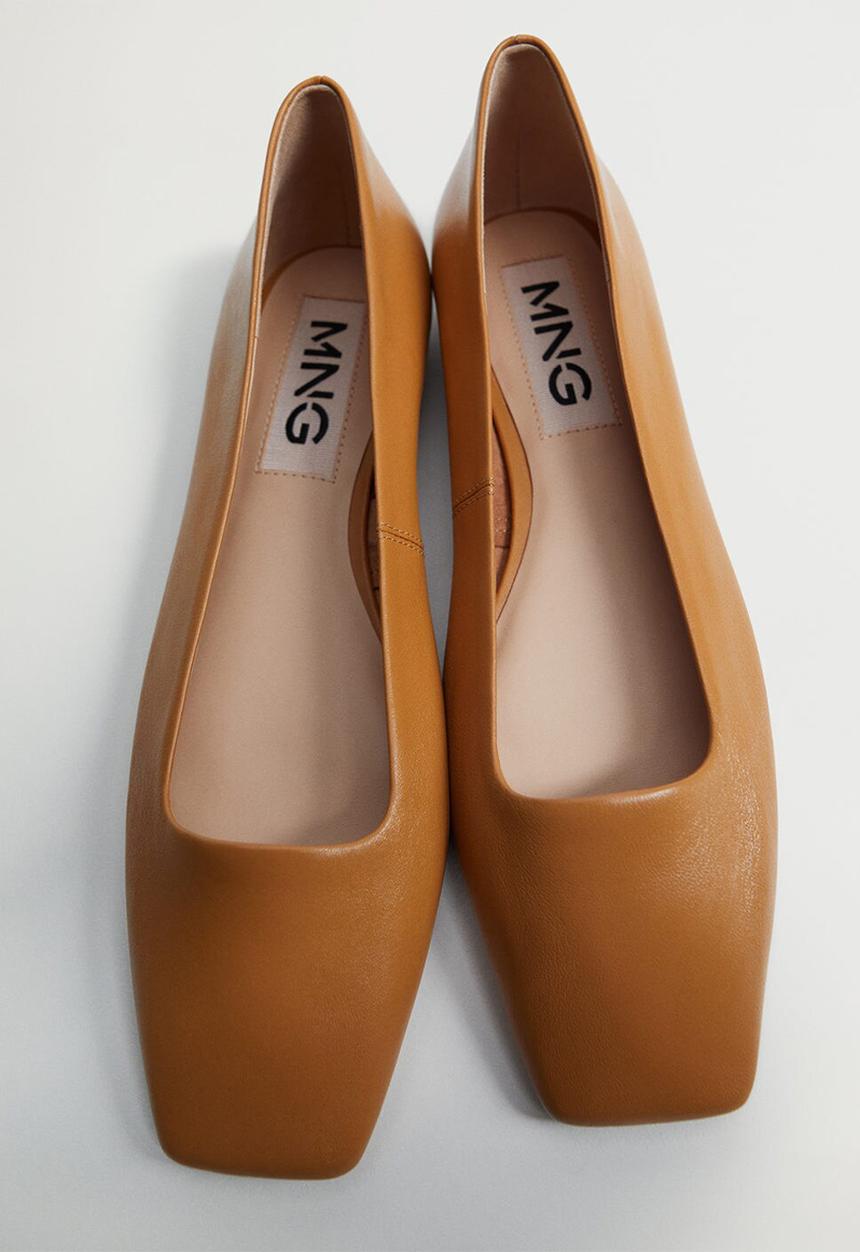 MANGO - Cambri leather ballerina - medium brown