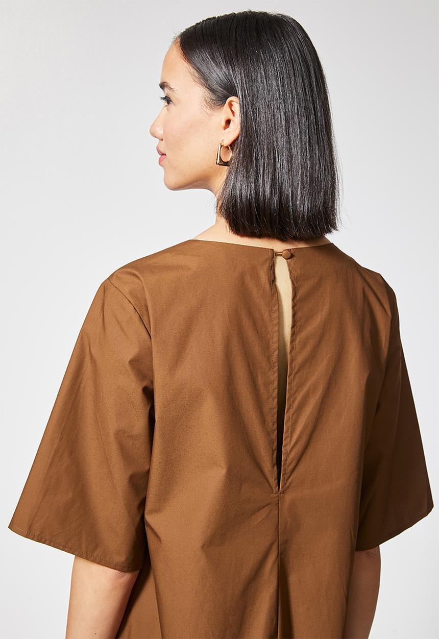 Superbalist - Inverted pleat trapeze dress - brown