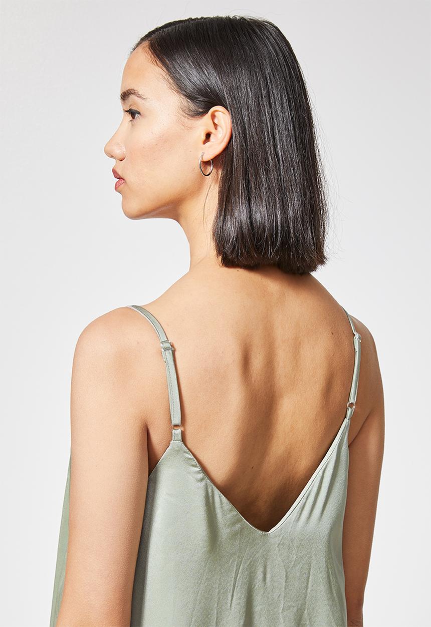 Superbalist - Crushed satin trapeze slip dress - sage