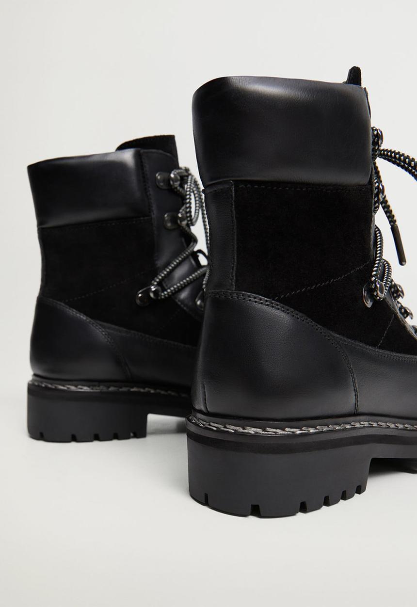 MANGO - Mountain leather ankle boot - black