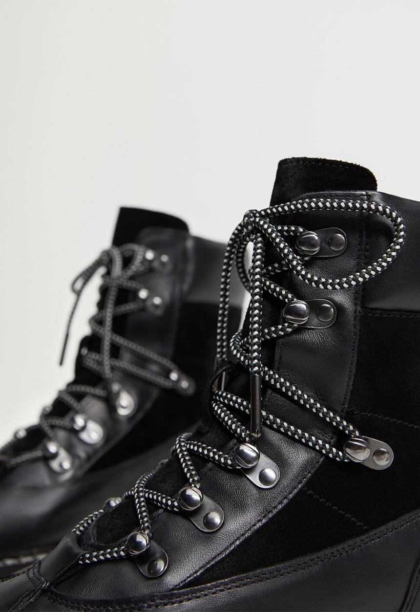 MANGO - Mountain leather ankle boot - black