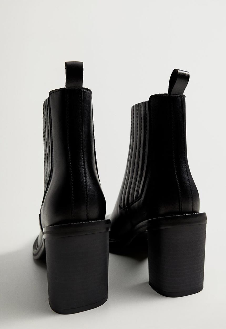 MANGO - Back leather ankle boot - black