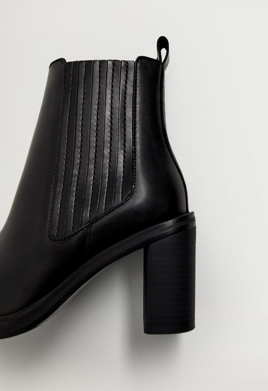 MANGO - Back leather ankle boot - black