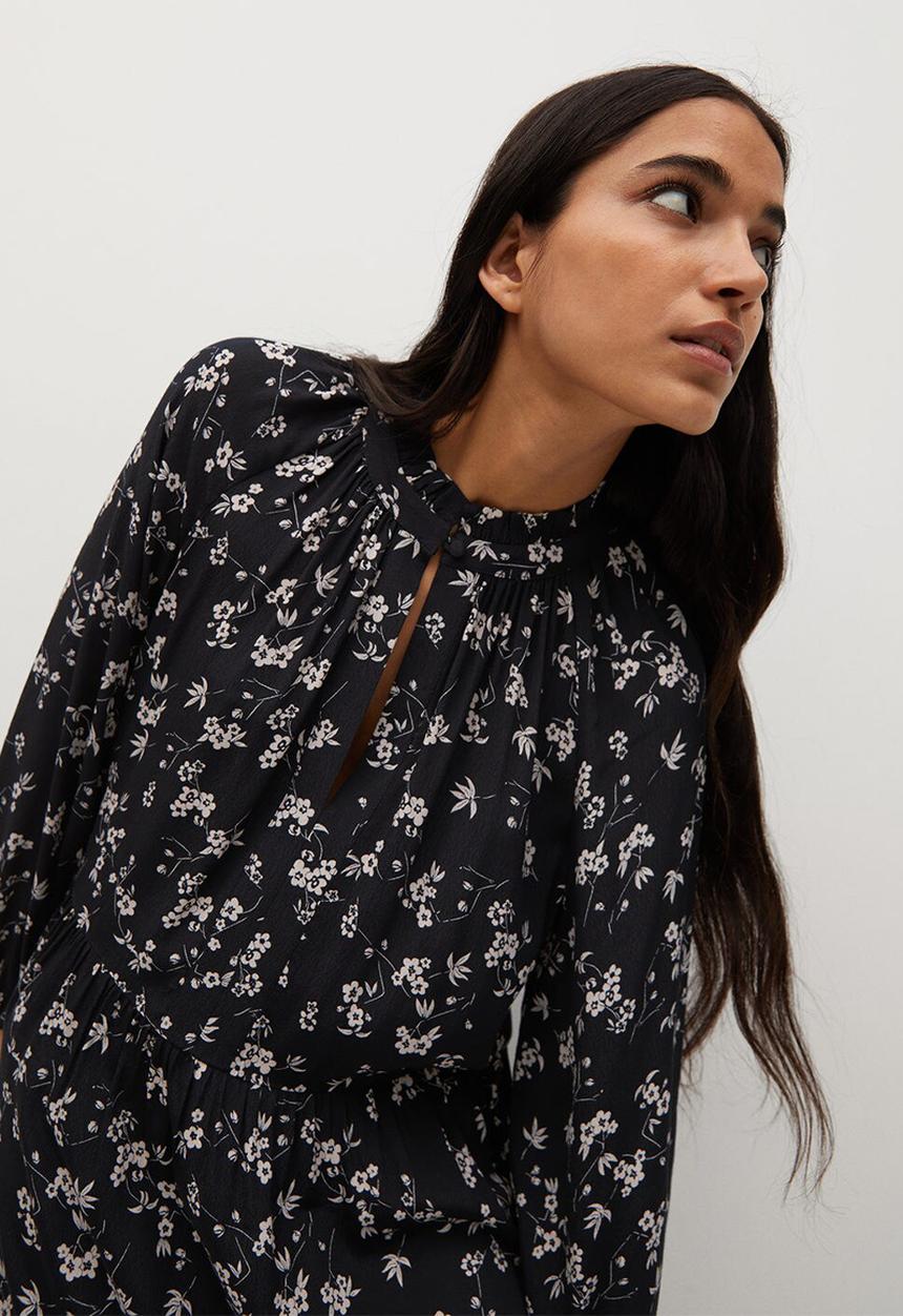MANGO - Dress grass - black & white 