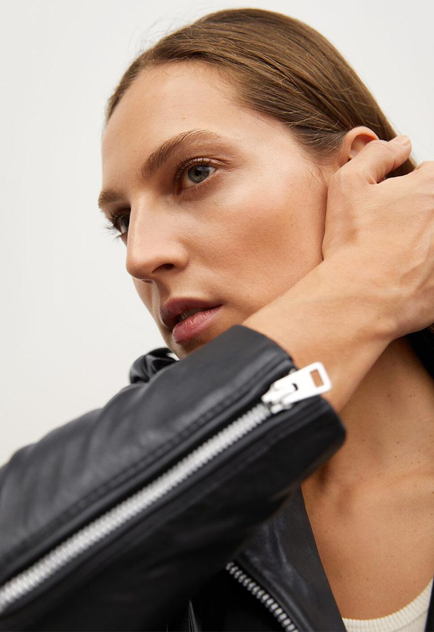 MANGO - Leather Jacket perfect - black