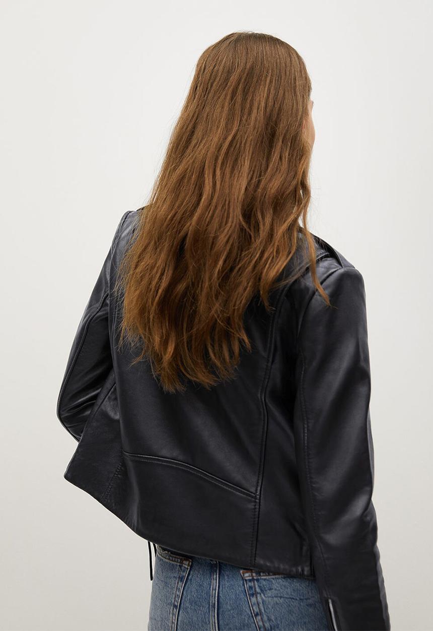 MANGO - Leather Jacket perfect - black