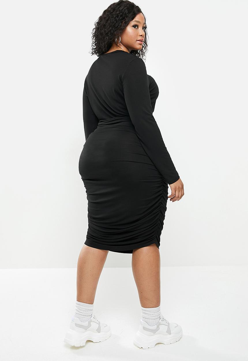 Blake - Ruched bodycon dress - black