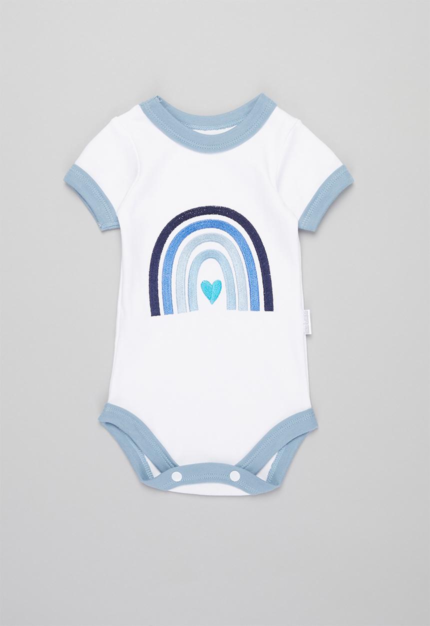 Little Lumps - Rainbow onesie - blue & white 