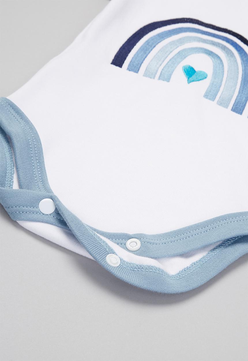 Little Lumps - Rainbow onesie - blue & white 