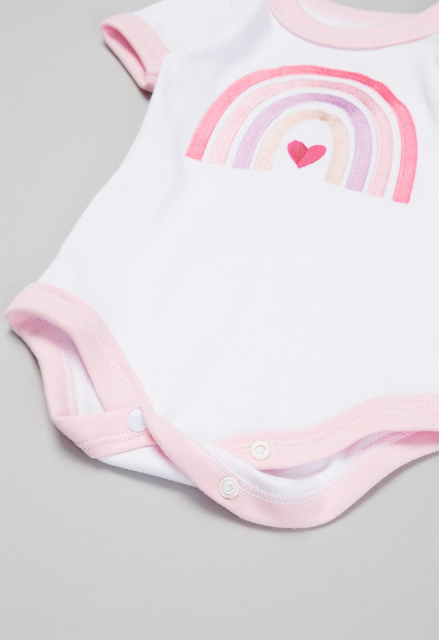 Little Lumps - Rainbow onesie - pink & white 