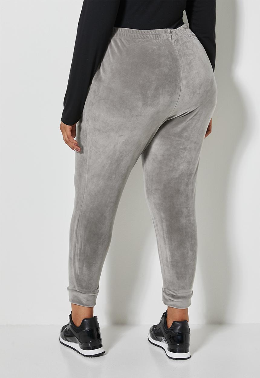 VELVET - Plush velvet high rise track pant - grey